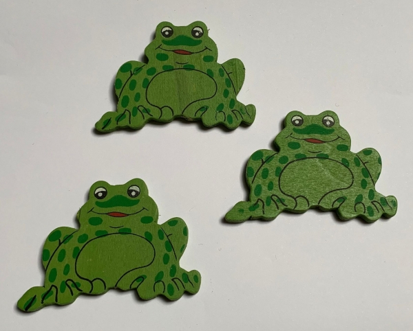 Deko Holzfrosch grün mit Stab, als Blumenstecker